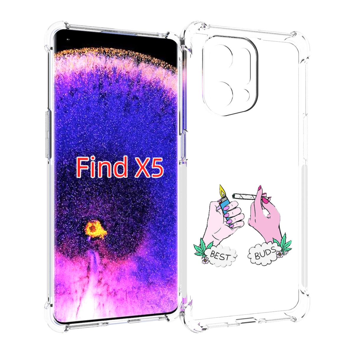 

Чехол MyPads плохие руки женский для Oppo Find X5, Прозрачный, Tocco