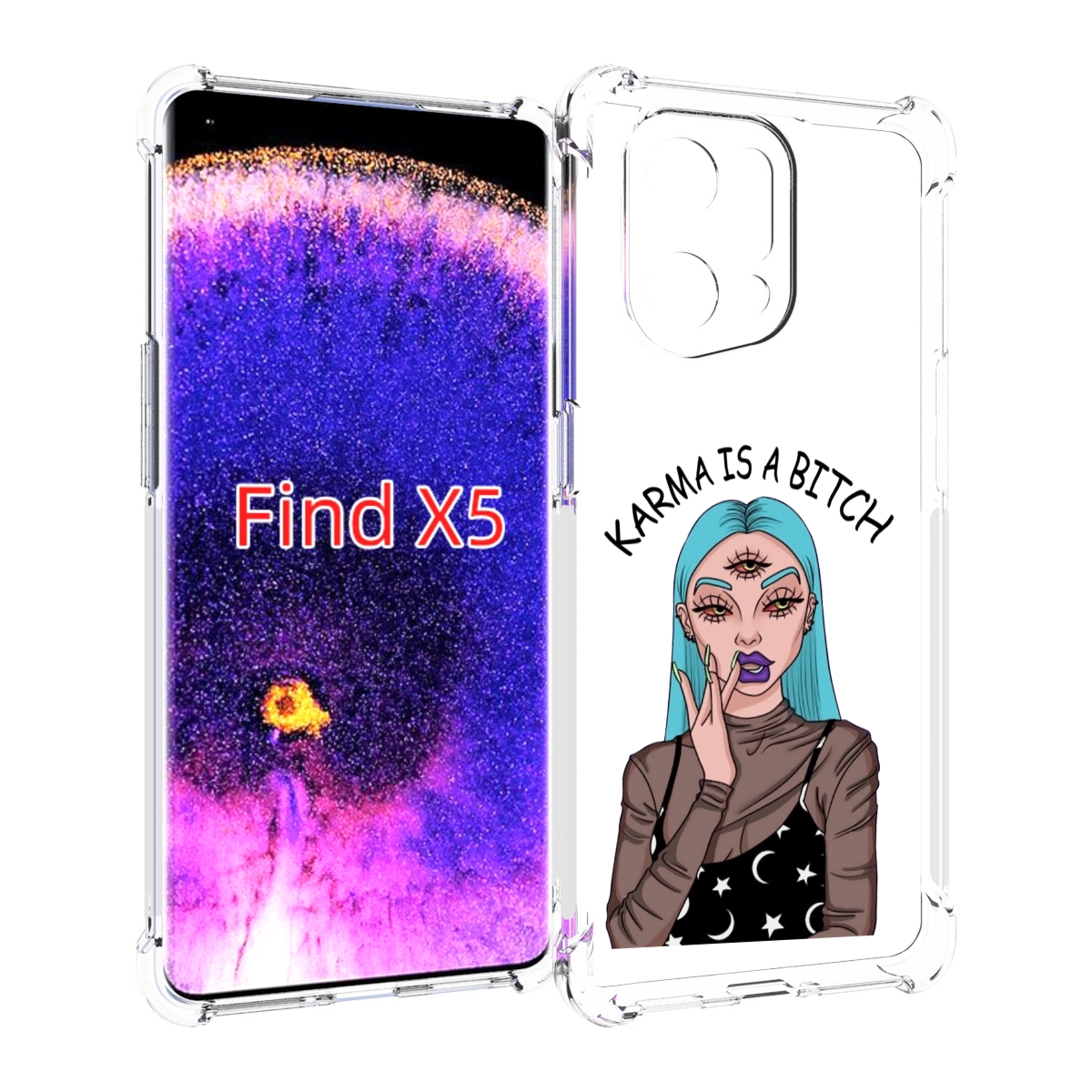 

Чехол MyPads плохая-карма женский для Oppo Find X5, Прозрачный, Tocco