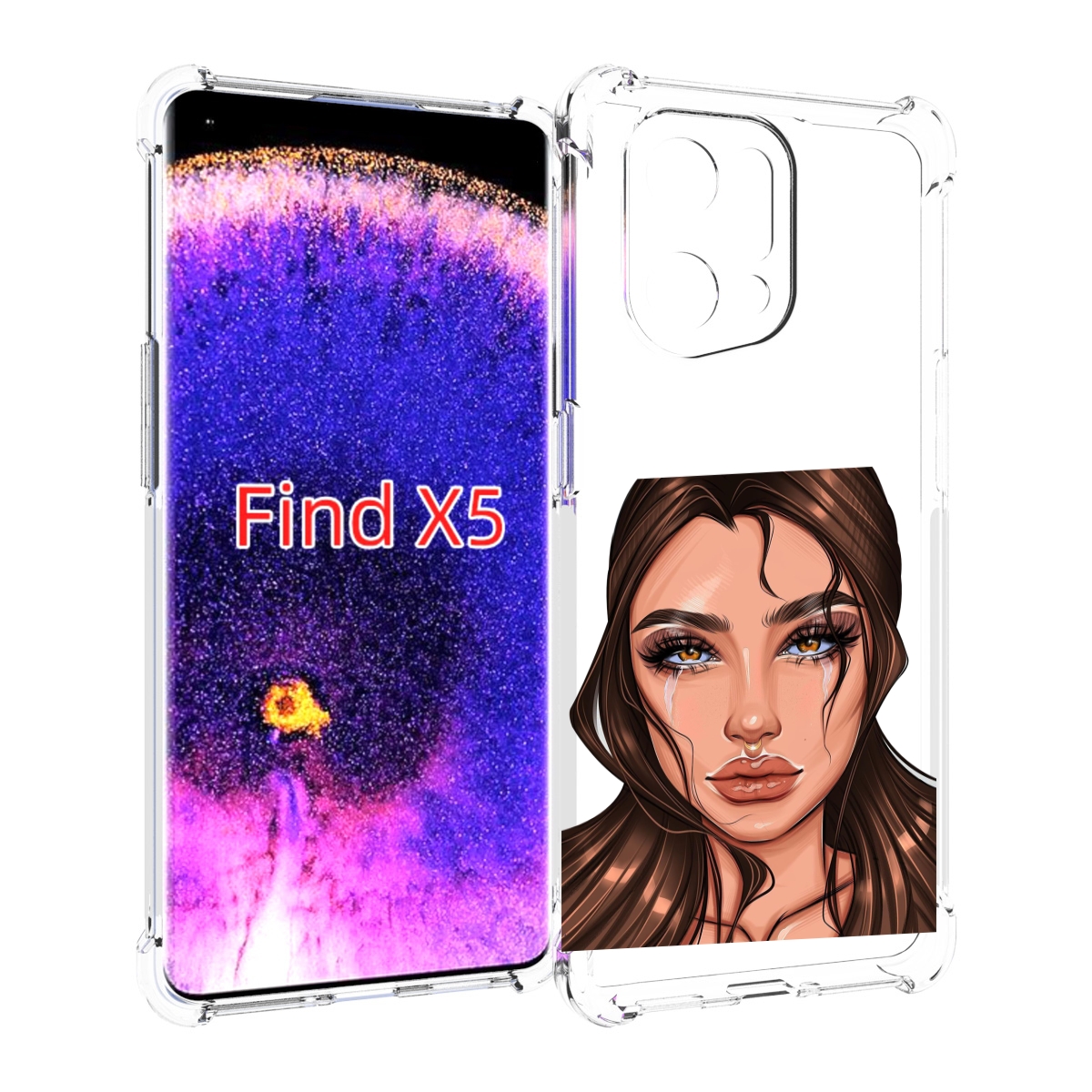 

Чехол MyPads плачущая-девушка женский для Oppo Find X5, Прозрачный, Tocco