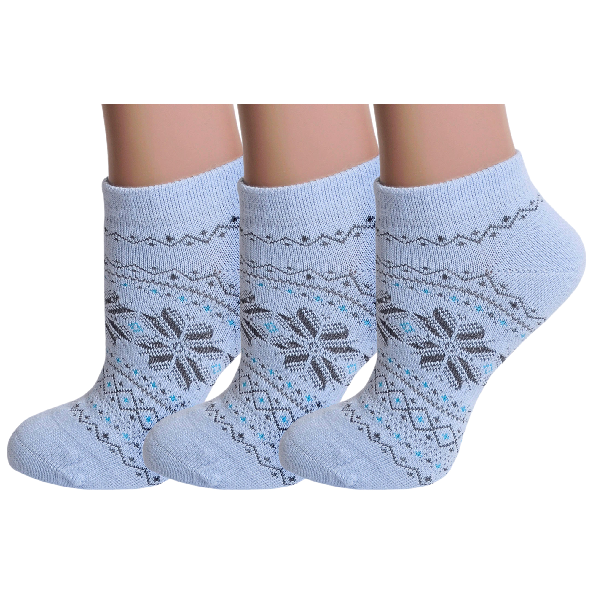 Комплект носков женских Grinston socks 3-17D4 голубых 25