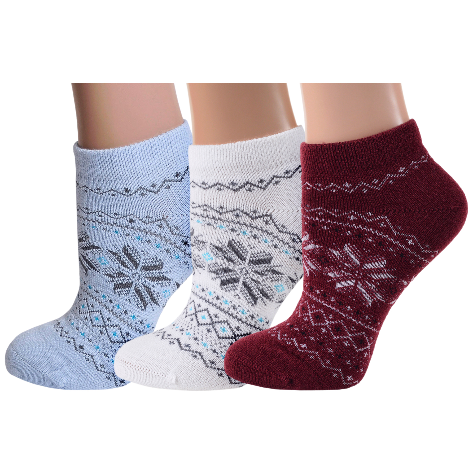 

Комплект носков женских Grinston socks 3-17D4 голубых; белых; бордовых 25, Голубой;белый;бордовый, 3-17D4