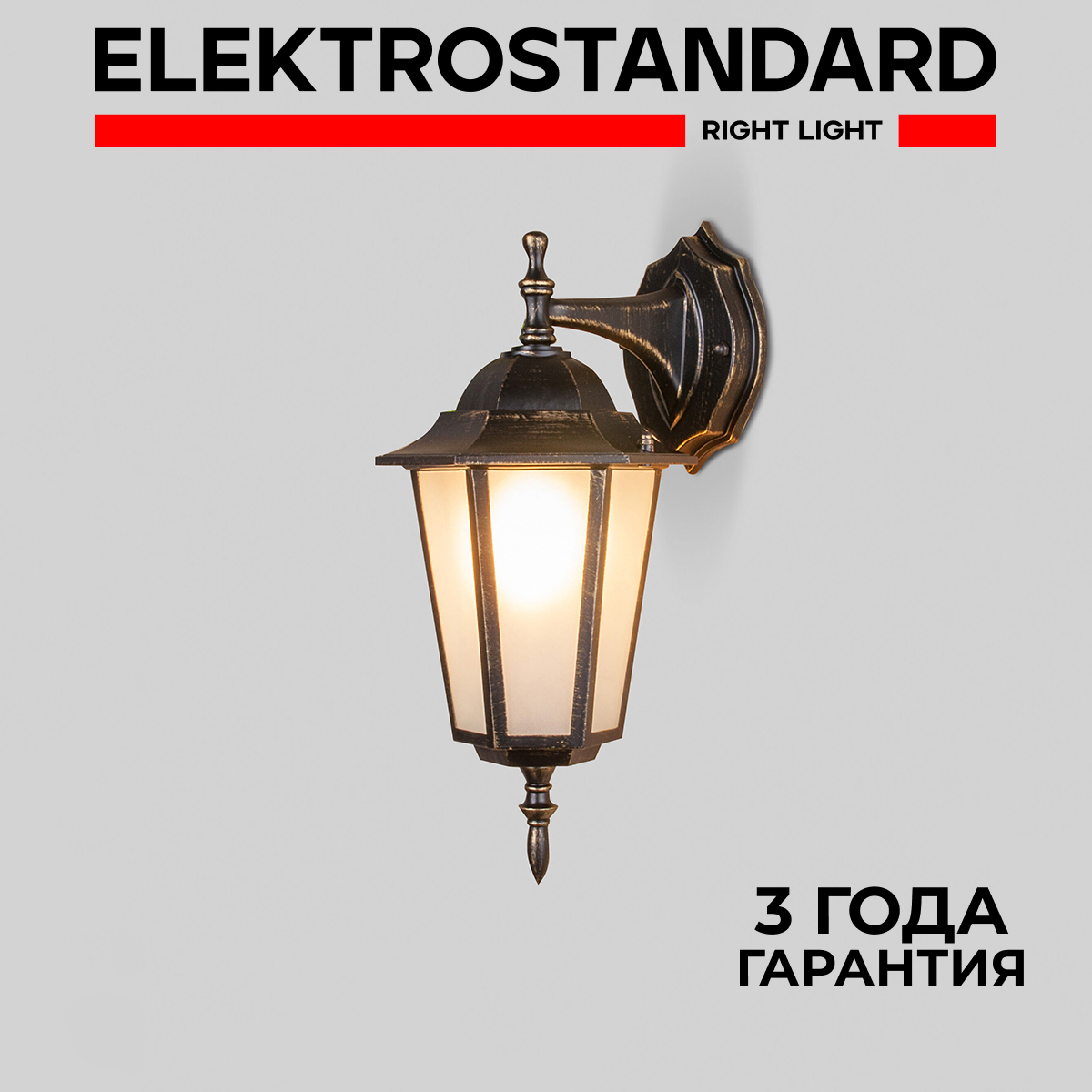 

Уличный настенный светильник Elektrostandard Claro GL 1004D E27 IP44 черное золото, Claro