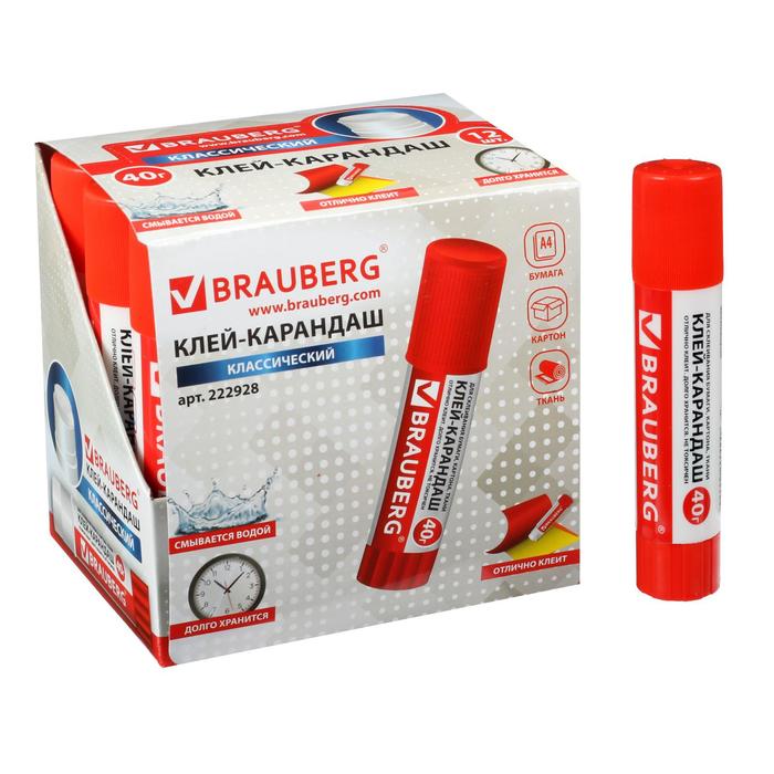 

Клeй-карандаш ПВП 40 г BRAUBERG
