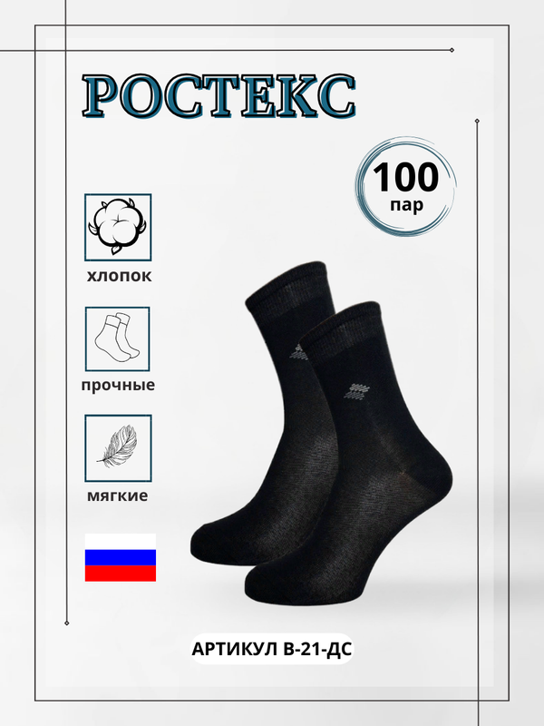 

Комплект носков мужских Ростекс В-21-ДС-100 черных 31, Черный, В-21-ДС-100