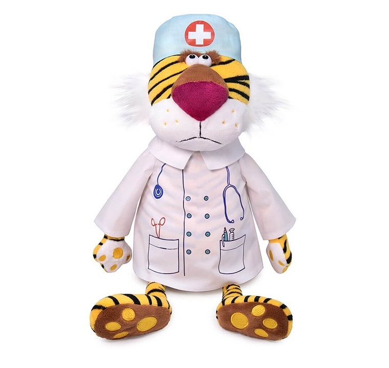 Тигр игрушечный мягкий Basik&Ko Фердинанд, в костюме доктора Ts32-001 мягкая игрушка бык фердинанд 20 см ferdinand