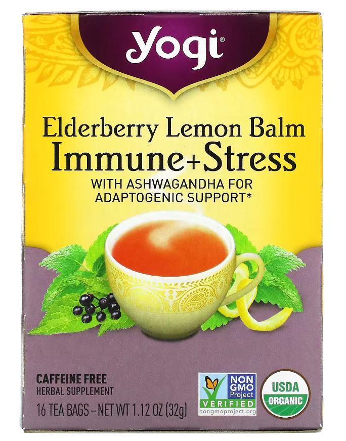 Чай в пакетиках Yogi Tea Elderberry Lemon Balm Immune + Stress, 16 пакетиков