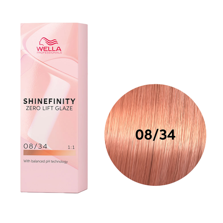 Гель-крем краска для волос Wella Professional Shinefinity 08/34 Пряный Имбирь 60 мл Германия розовый