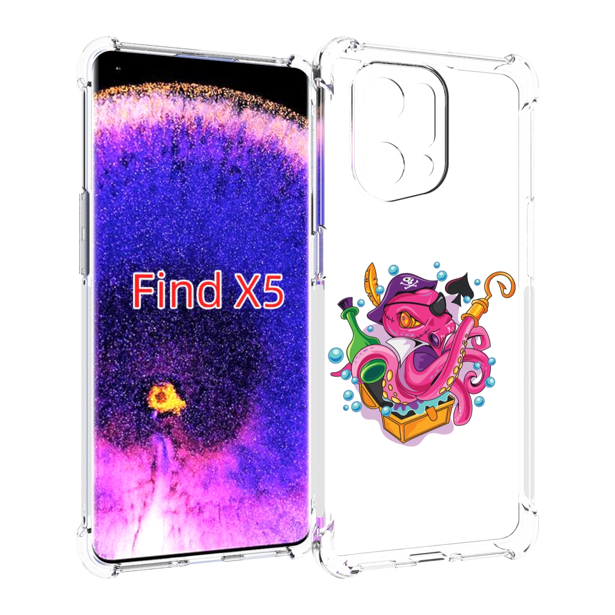 

Чехол MyPads осьминог пират детский для Oppo Find X5, Прозрачный, Tocco