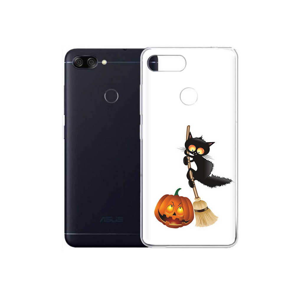 

Чехол MyPads Tocco для Asus ZenFone Max Plus M1 (ZB570TL) хэлуинский котик, Прозрачный, Tocco