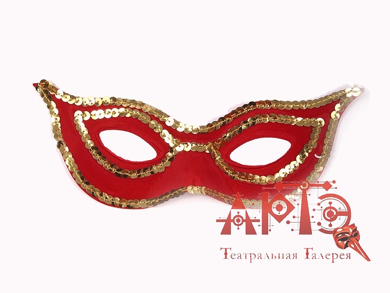 

Полумаска Бабочка с паеточной тесьмой (Цв: Красный )