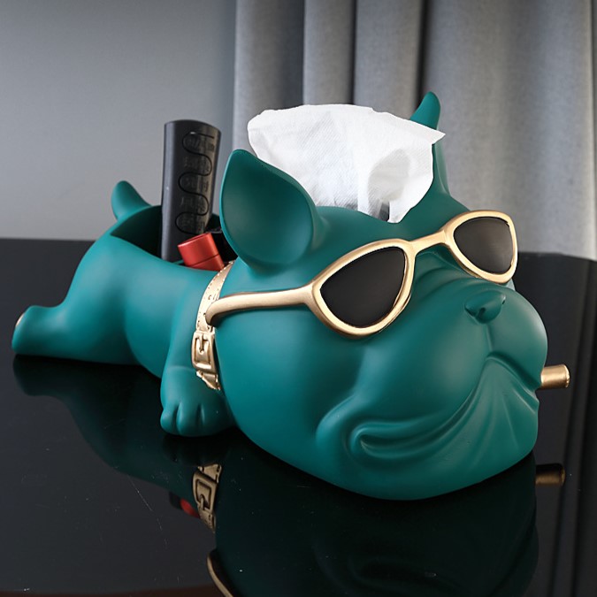 

Салфетница Бульдог на стол интерьерная для салфеток органайзер, Зеленый, бокс для салфеток