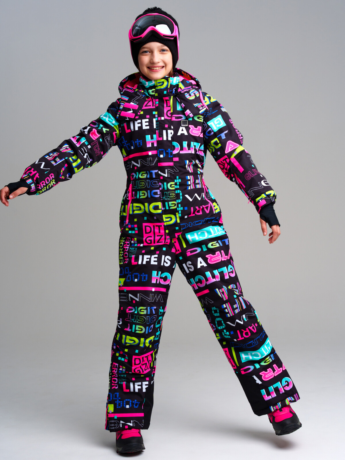 Комбинезон текстильный с полиуретановым покрытием для девочек PlayToday, цветной, 140
