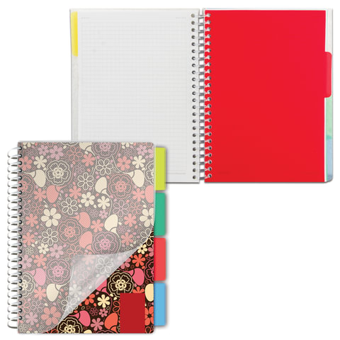 

Блокнот 150л, А5 Brauberg Foxy Lady, клетка, спираль, обложка пластик, 4 разделителя, 8шт