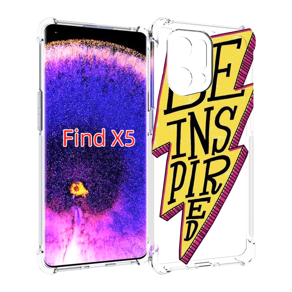 

Чехол MyPads надпись в желтой молнии для Oppo Find X5, Прозрачный, Tocco