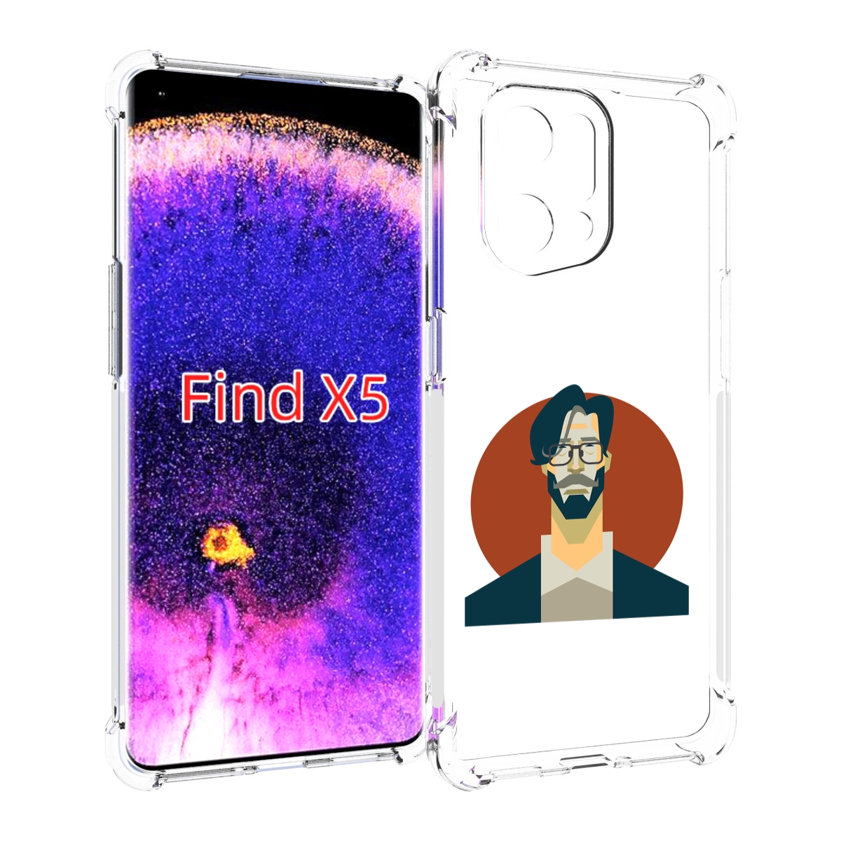 

Чехол MyPads мужичек-в-очках для Oppo Find X5, Прозрачный, Tocco