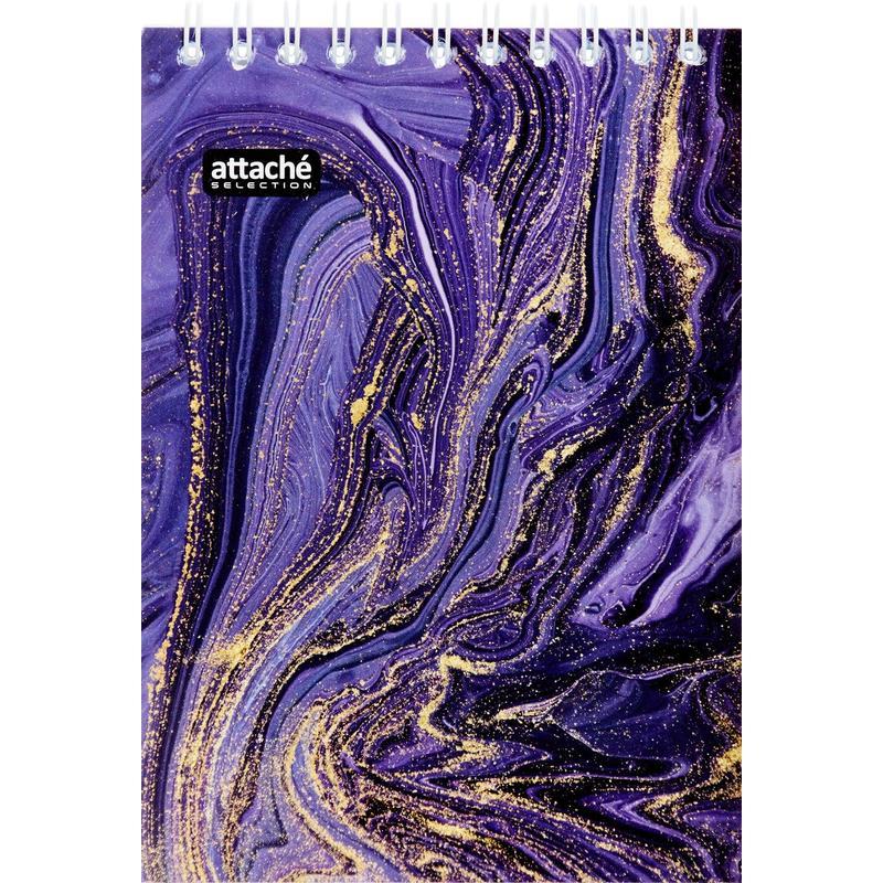 

Блокнот 80л, А6 Attache Selection Fluid, фиолетовый, клетка, спираль (101х145мм), 60шт.