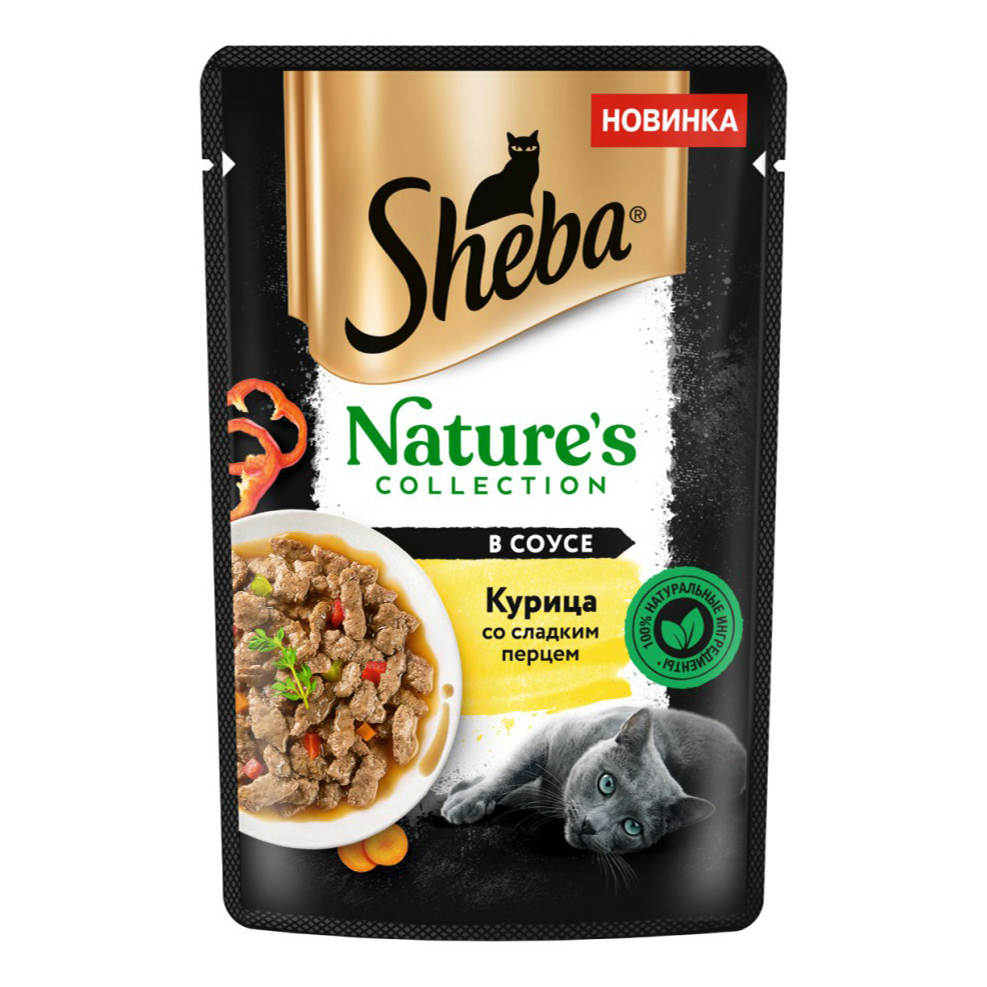 фото Влажный корм для кошек sheba nature's collection с курицей и паприкой повседневный 75 г