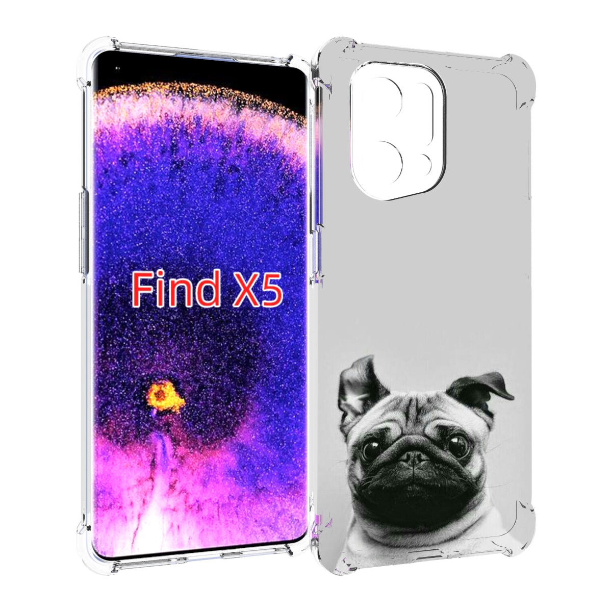 

Чехол MyPads мопс для Oppo Find X5, Прозрачный, Tocco