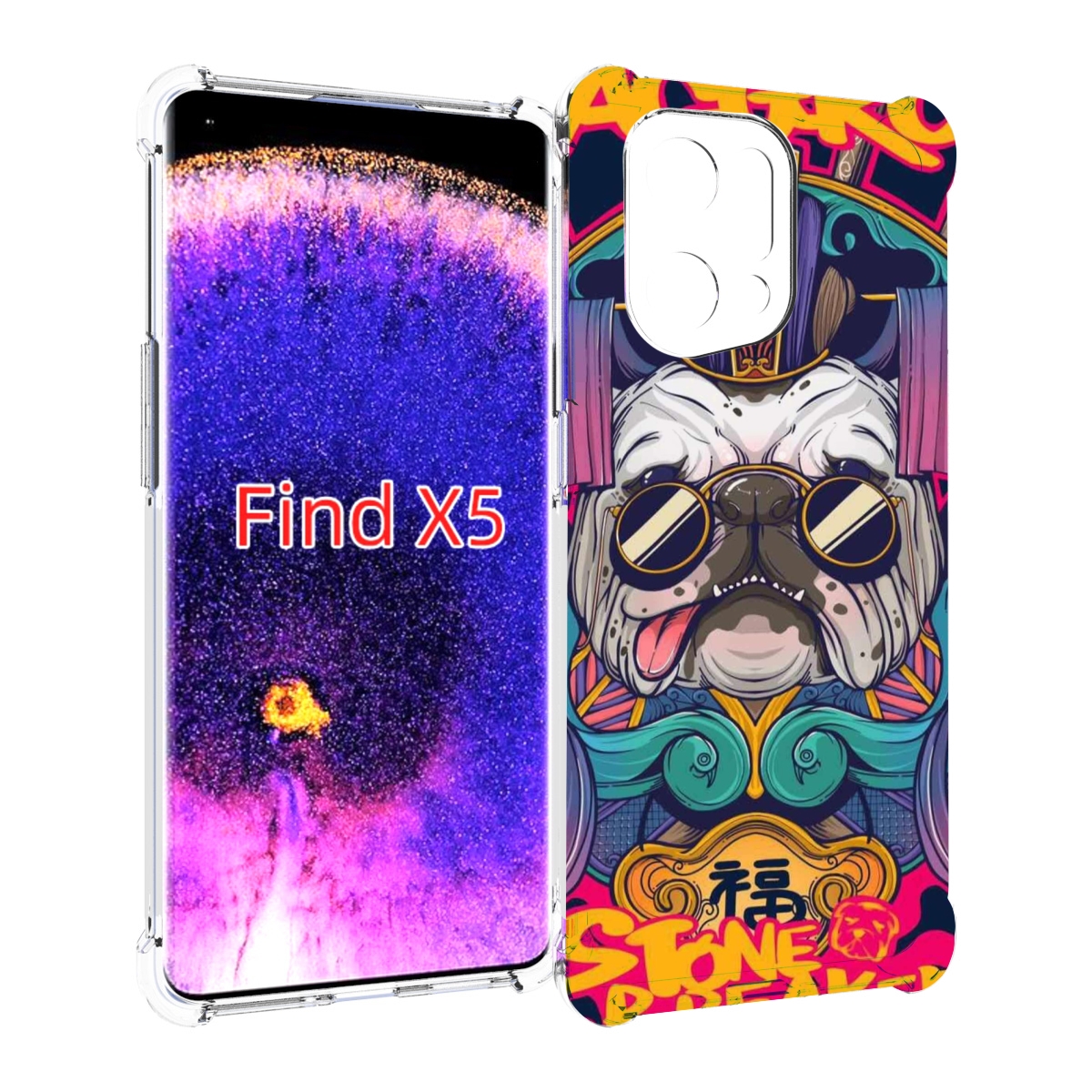 

Чехол MyPads мопс агро яркая для Oppo Find X5, Прозрачный, Tocco