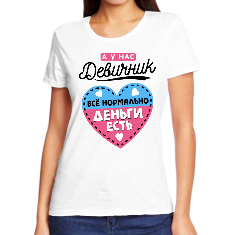 

Футболка женская NoBrand а у нас девичник все нормально деньги есть белая XL, Белый, fzh_a_u_nas_devichnik_vse_normalno_dengi_est