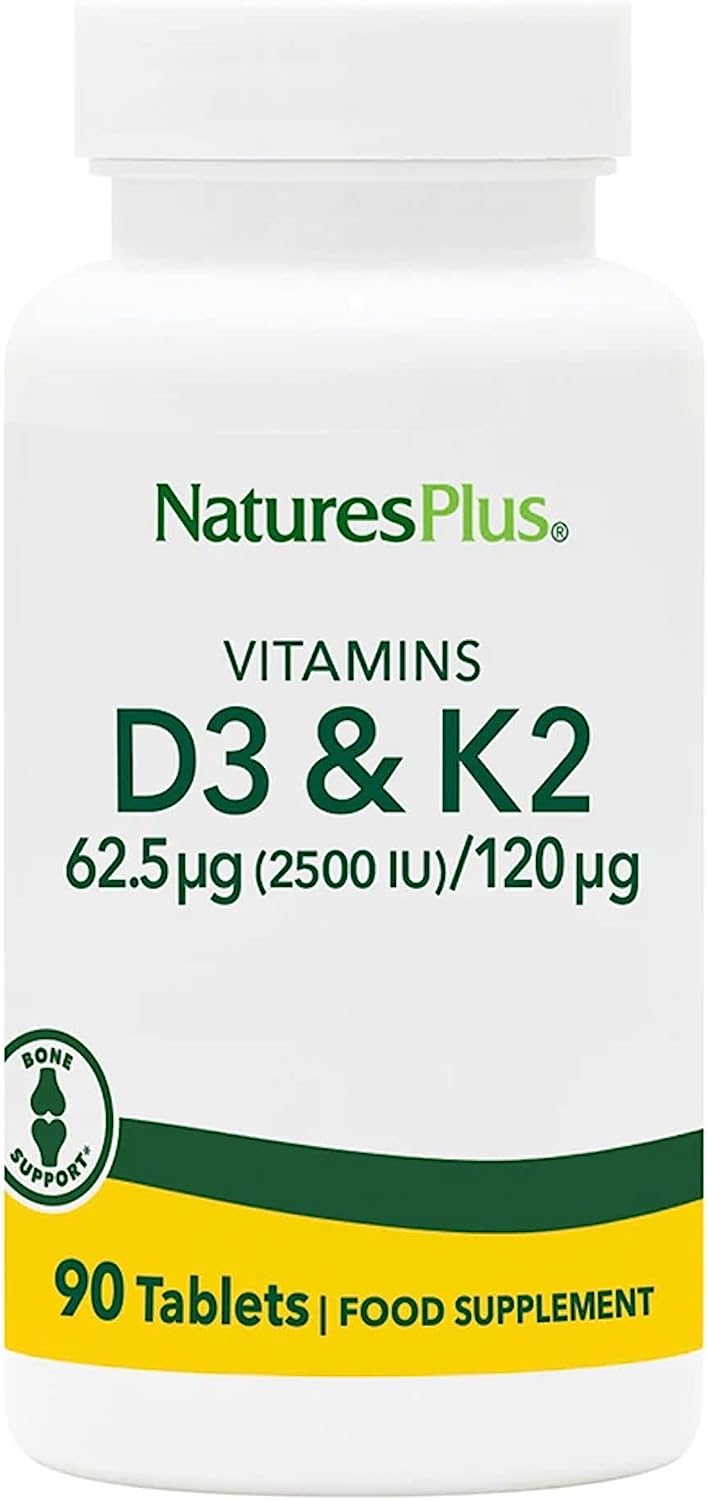 

NaturesPlus Vitamins D3 & K2 Tablets (2500 IU [62,5 mcg]/120 mcg) 90, Vitamins D3 & K2 Tablets (2500 IU [62,5 mcg]/120 mcg) 90