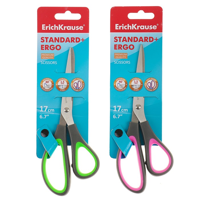 

Ножницы Standard+ Ergo, 17 см, блистер, МИКС, Разноцветный