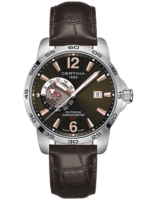 

Наручные часы мужские CERTINA DS Podium GMT коричневые, DS Podium GMT