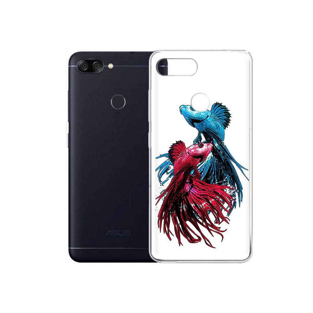 

Чехол MyPads Tocco для Asus ZenFone Max Plus M1 (ZB570TL) рыбы петушки, Прозрачный, Tocco