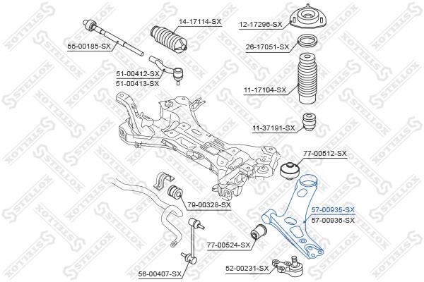 

Рычаг подвески Stellox 57-00935-SX