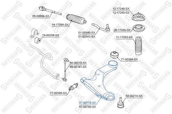 

Рычаг подвески передний нижний правый Stellox 57-00779-SX