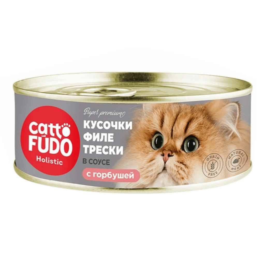 Влажный корм Cattofudo Holistic Кусочки трески с горбушей в соусе для кошек 80 г х 8 шт