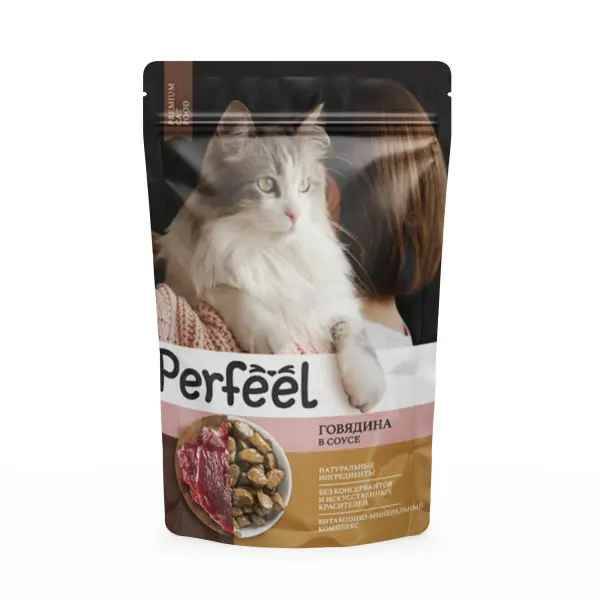 Влажный корм Perfeel говядина в соусе для взрослых кошек 75 г