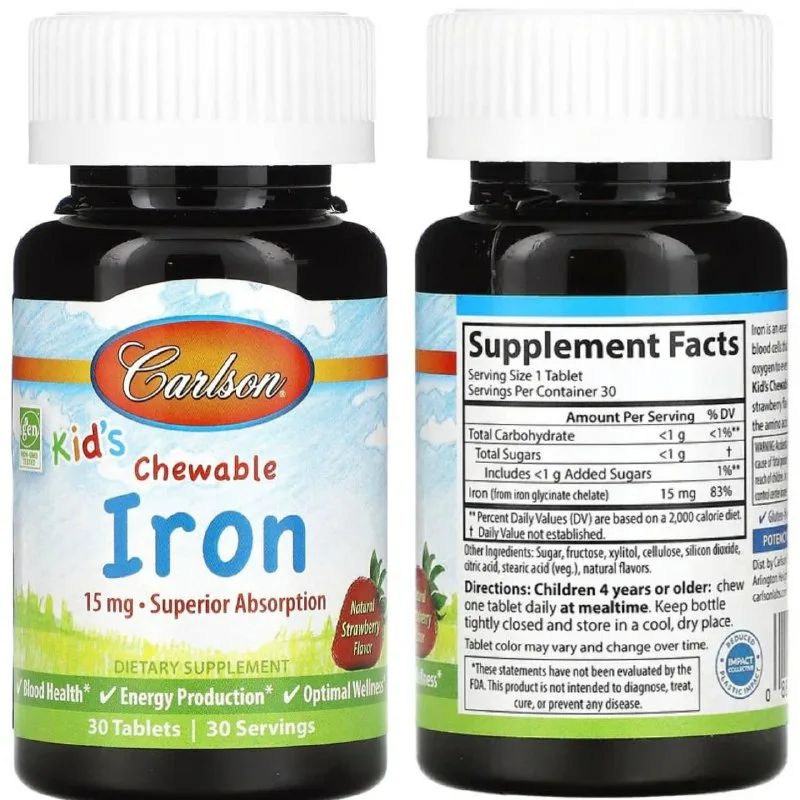 Carlson Kids Chewable Iron 15 mg 30