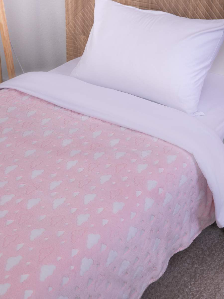 Плед плюшевый Baby Nice 150х200 на кровать Облака розовый 1486₽