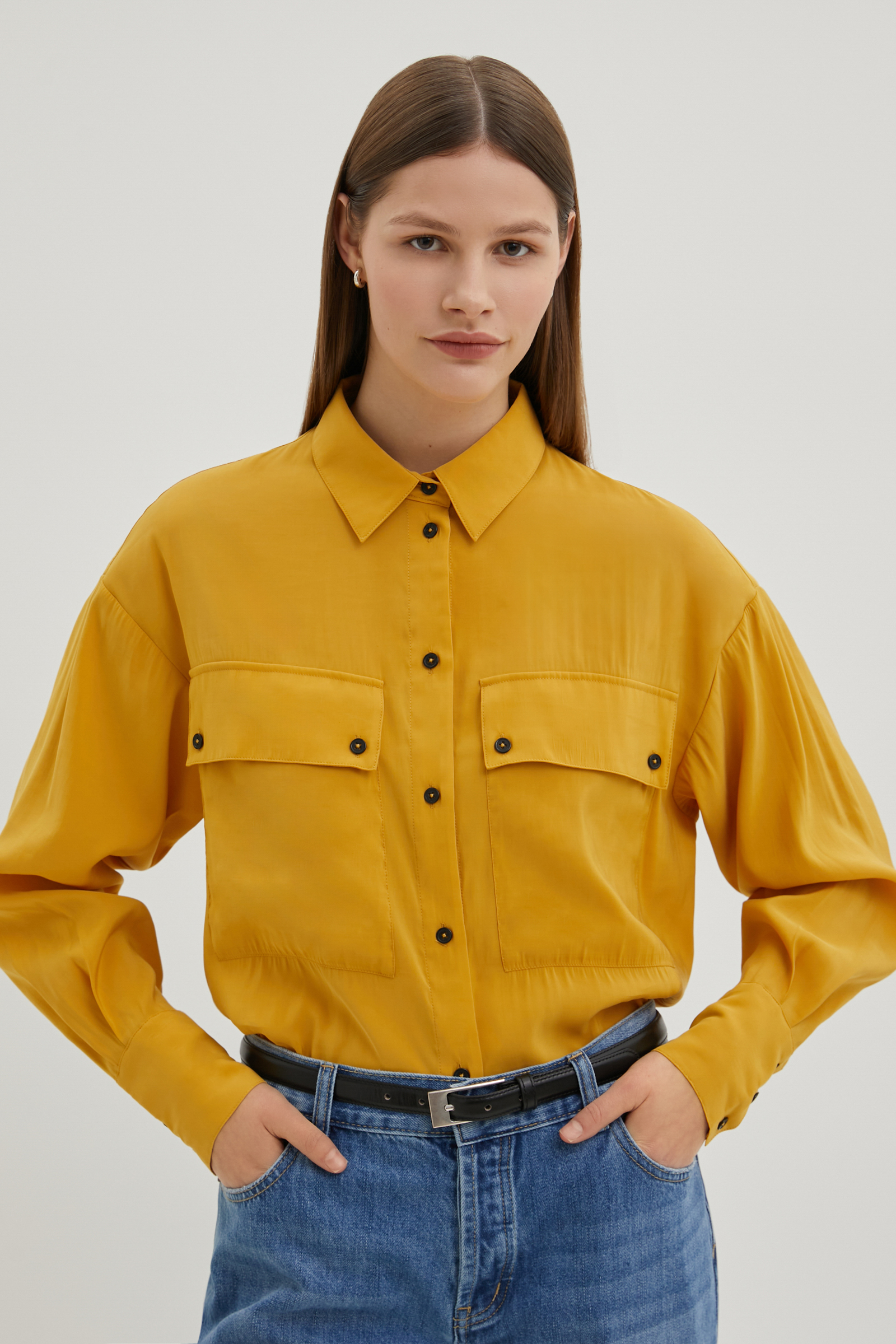 Рубашка женская Finn Flare FBE110105 желтая M