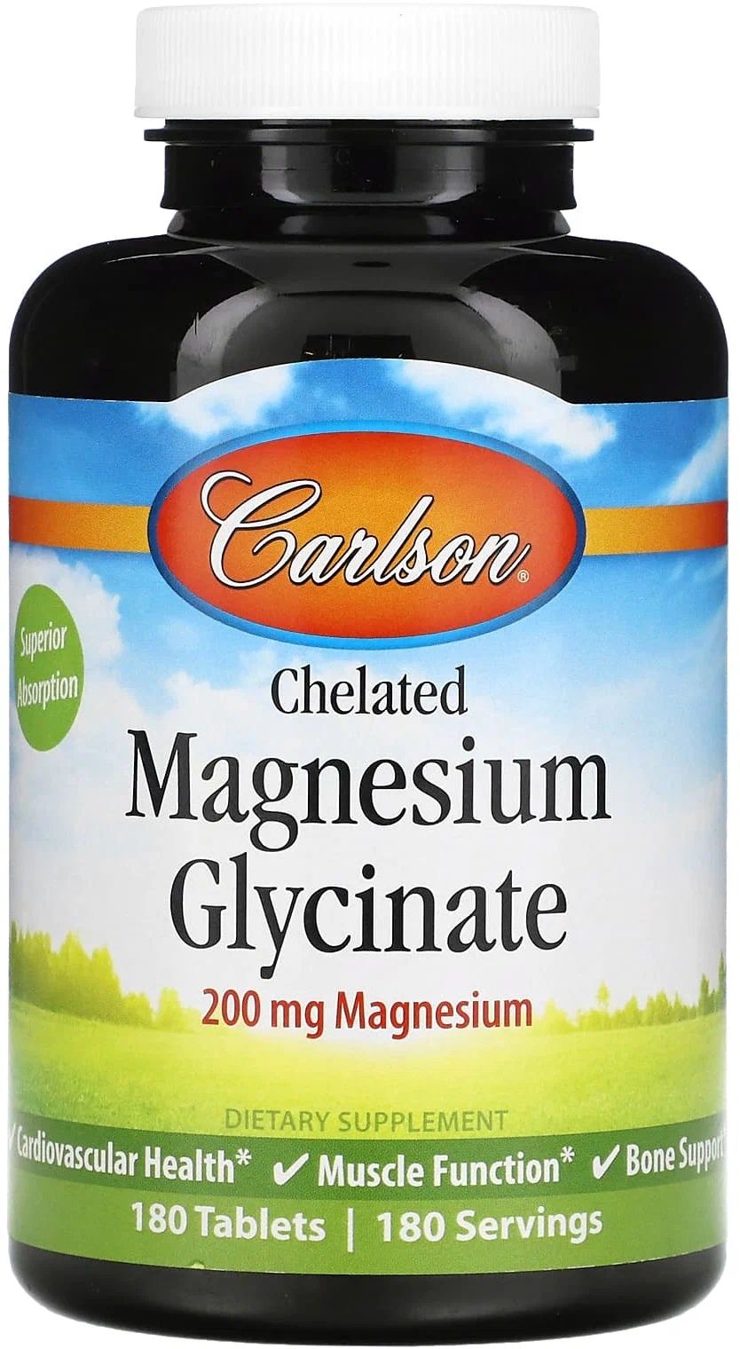 Хелатный глицинат магния Carlson Chelated Magnesium Glycinate 200 мг таблетки 90 шт