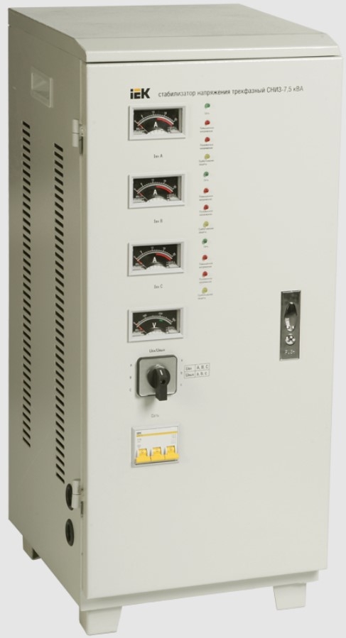 Стабилизатор напряжения трехфазный IEK СНИ3 7.5кВА IVS10-3-07500 серый