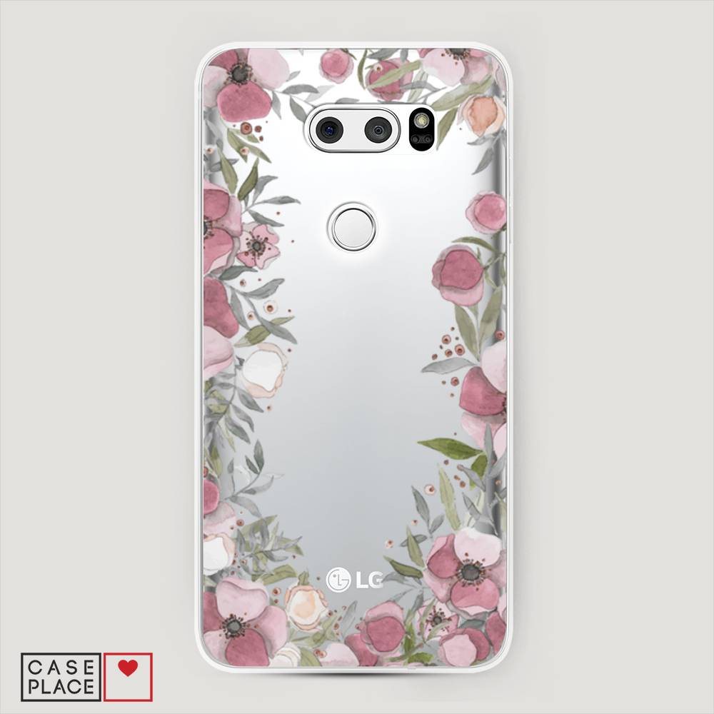 

Чехол Awog на LG V35 ThinQ "Розовая цветочная рамка", Розовый;зеленый, 83650-8