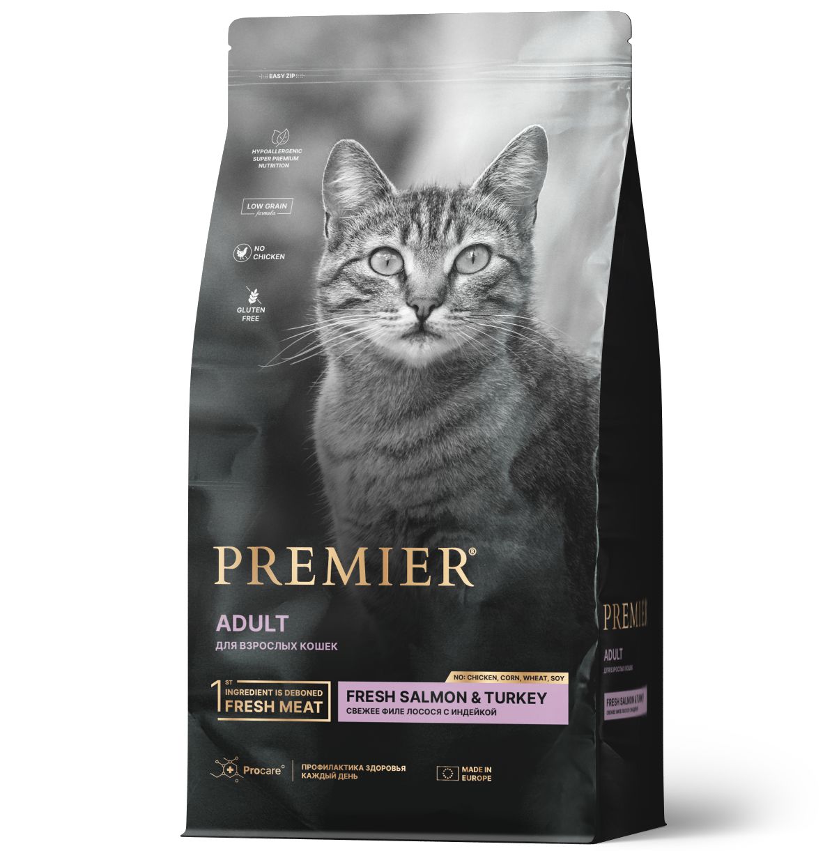 Сухой корм Premier Cat Salmon & Turkey Adult лосось с индейкой, для взрослых кошек, 400 г