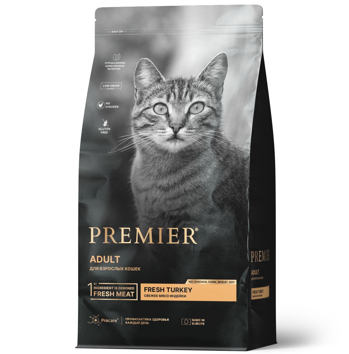 Сухой корм Premier Cat Turkey Adult индейка, для взрослых кошек, 400 г