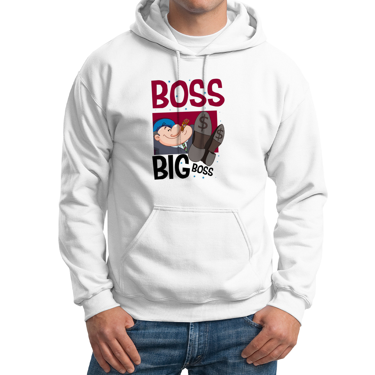 

Худи унисекс CoolPodarok Прикол Босс биг босс Boss big boss белое 48 RU, M0151673