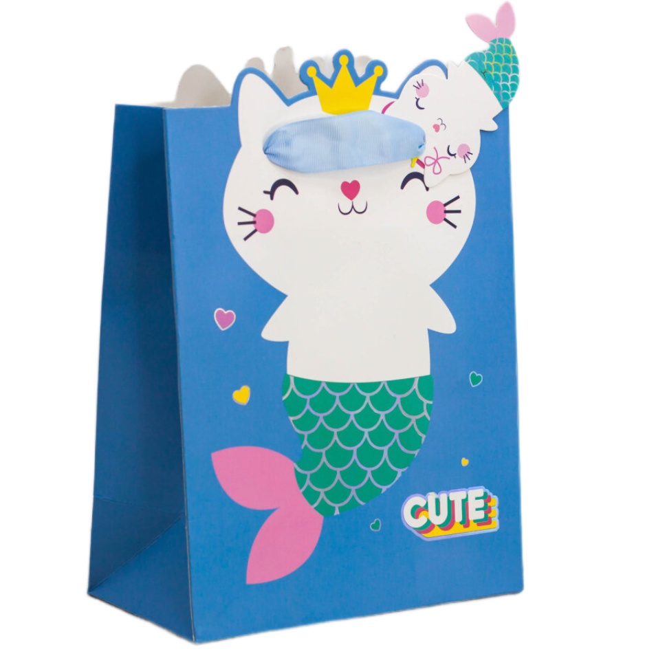 

Пакет подарочный S KR-5332S-37-3 Cute cat mermaid синий 18х23х10, Cute cat mermaid