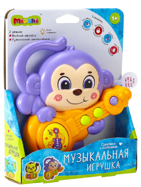 

Интерактивная игрушка Mioshi Active Мартышка с гитарой, Фиолетовый;желтый