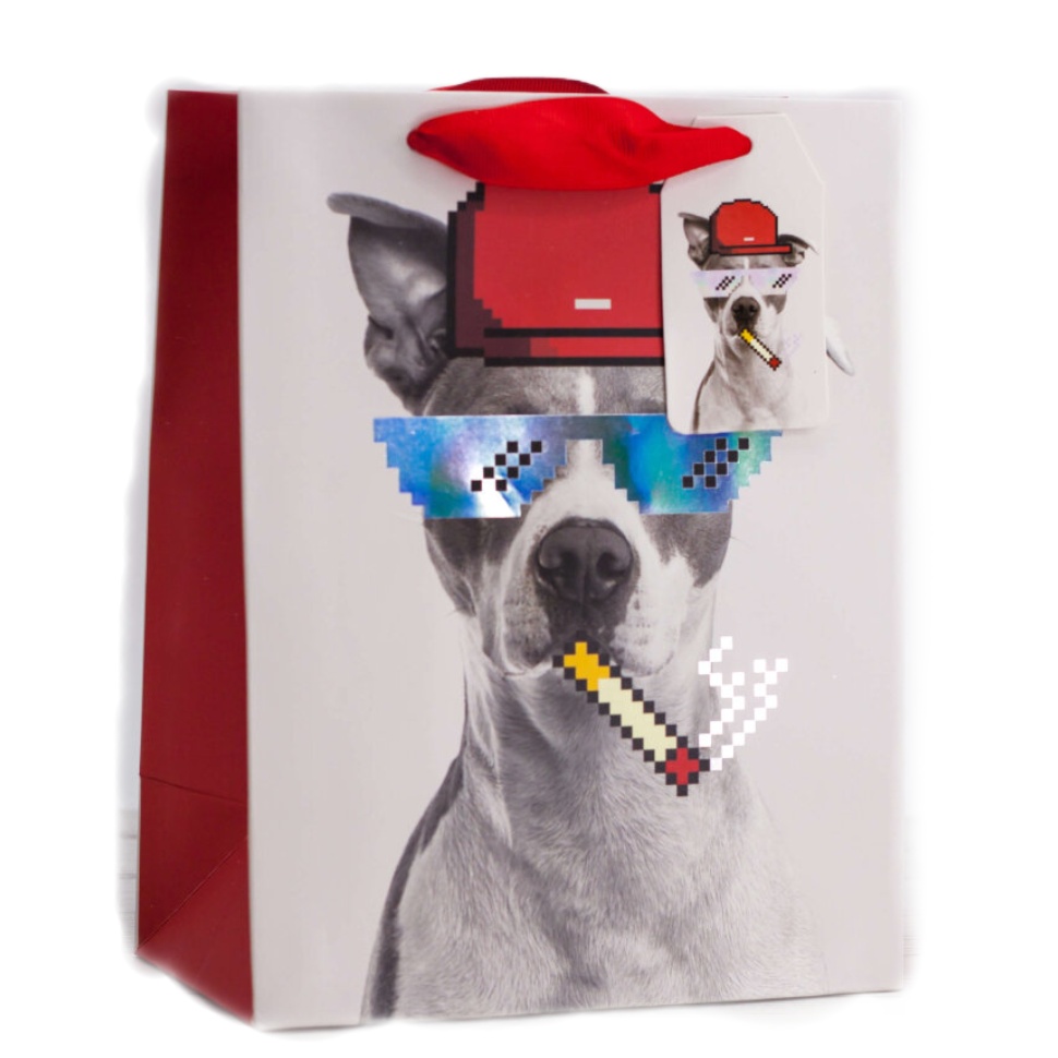 

Пакет подарочный S KR-4189S-4 Thug life dog белый 18х23х10, Thug life