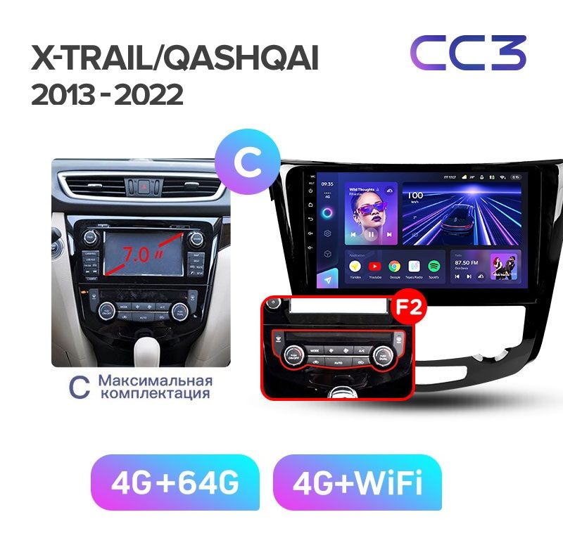 Магнитола TEYES NISSAN X-TRAIL T32 2013-2022 г Комплектация C CC3 464ГБ 3889000₽
