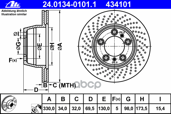 

Диск Торм. Лев. Porsche 911 3.6,3.8l Ate арт. 24.0134-0101.1