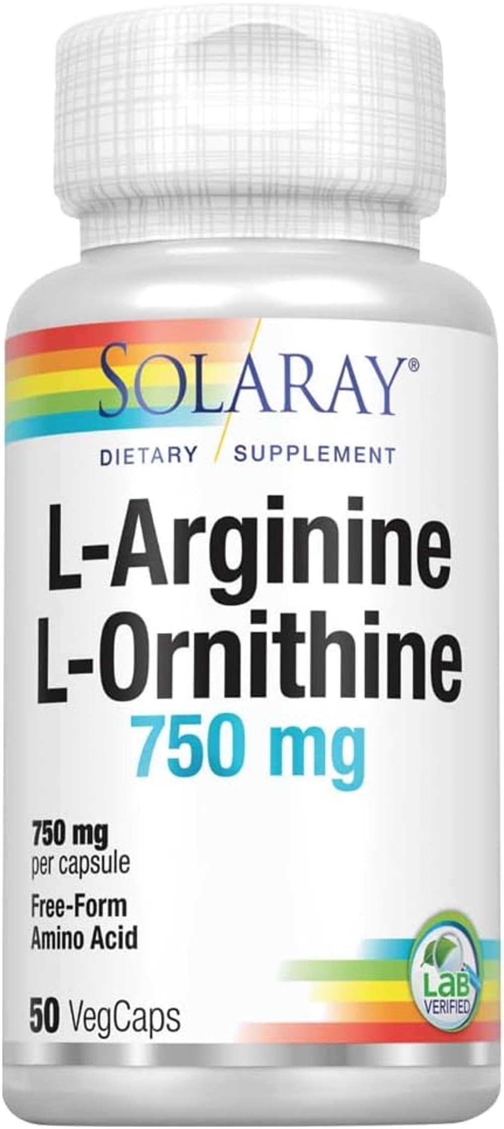 Solaray L-Arginine & Ornithine 500mg/250mg, 50 VegCaps