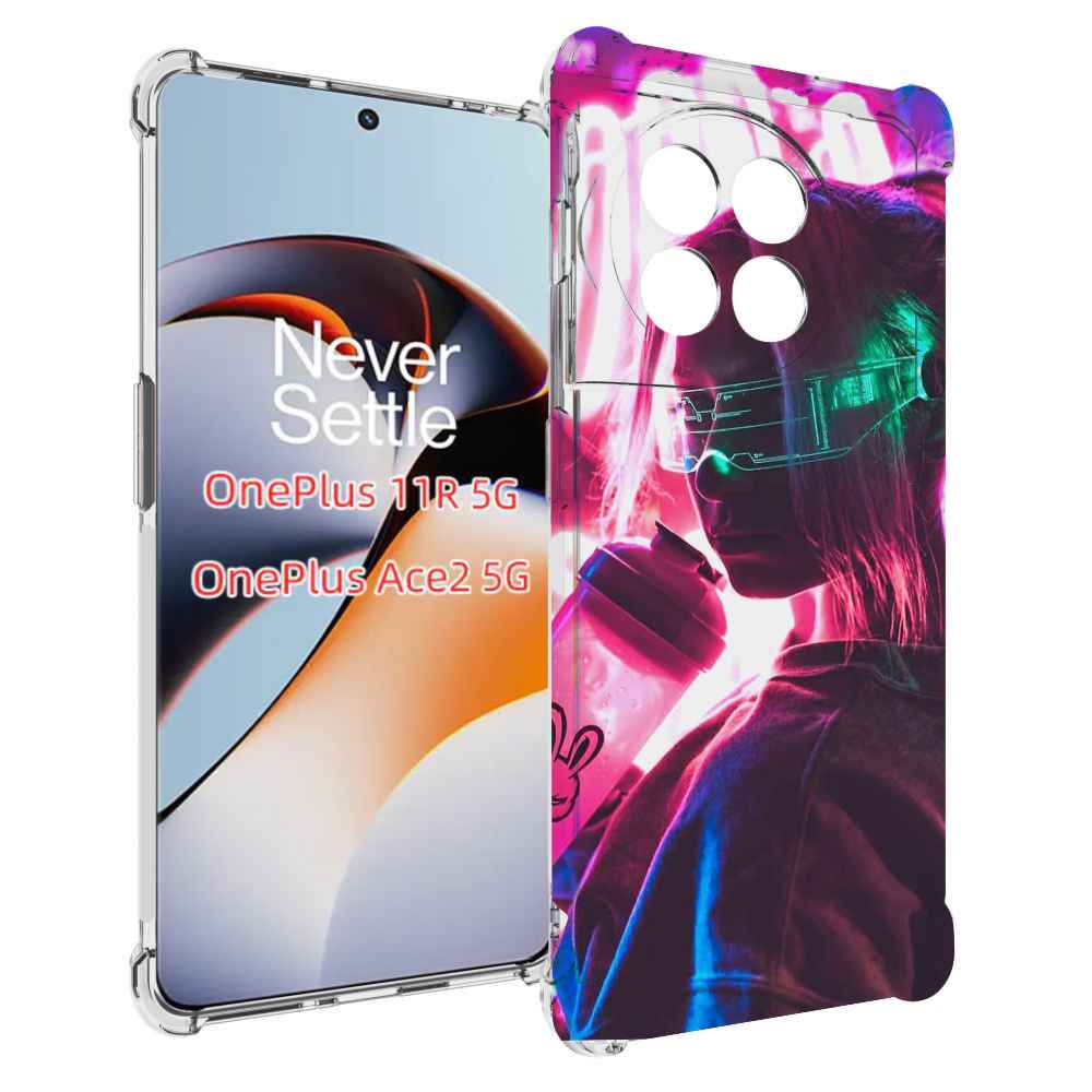 Чехол MyPads девушка неоновый фон женский для OnePlus 11R противоударный