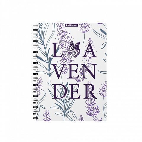 

Тетрадь общая ErichKrause Lavender 80 листов А5 на спирали в клетку пластиковая обложка