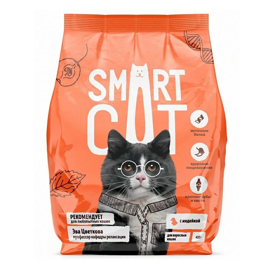 Сухой корм Smart Cat с индейкой для взрослых кошек 400 г